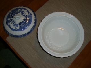 Vintage Royal Wessex Blue Willow Covered Casserole Serving Dish 3