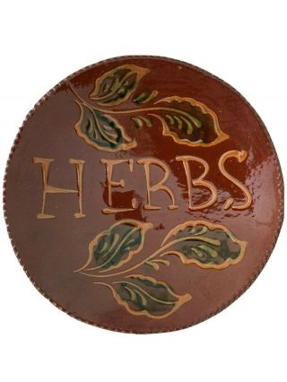 Ned Foltz Pottery Redware Signed Dated 1988 C.  H.  Foltz Herbs Plate