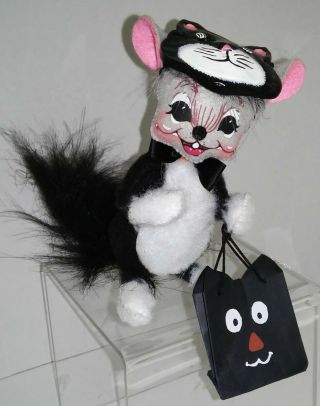 2005 Annalee Halloween Mouse Masquerading As Cat With Trick Or Treat Bag