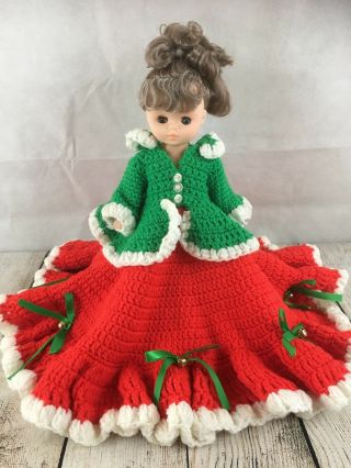 Crotchet Doll Caroler Dress Christmas Dress Comes With Doll 1988 Fibre Craft 14 "