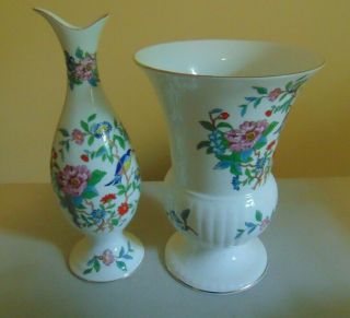 Vtg Aynsley Fine Bone China England 2 Vases Pembroke Pattern Early 1990 