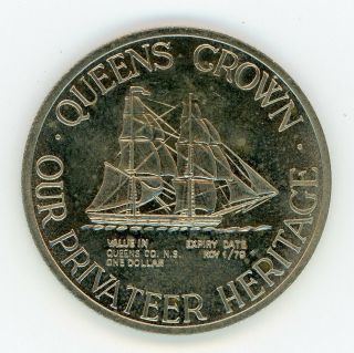 1979 Queens County Nova Scotia Ns Trade Dollar Token Canada Privateer Heritage