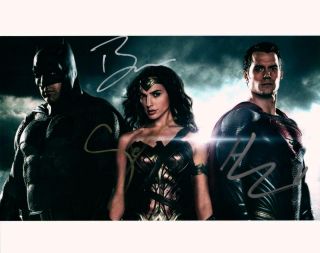 Henry Cavill Gal Gadot Affleck Autographed 8x10 Picture Signed Photo,