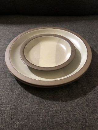 Vintage Heath Ceramics Set Of 3 Birch Plates - 2 Dinner - 1 Bread Rim Line Euc