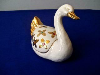Vintage Capodimonte " Polaris Swan " Swarovski Crystals & Gold
