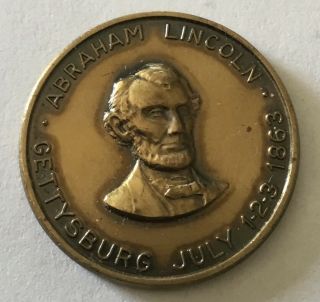 Gettysburg Pennsylvania Abraham Lincoln Robert E Lee George Meade Coin Medal
