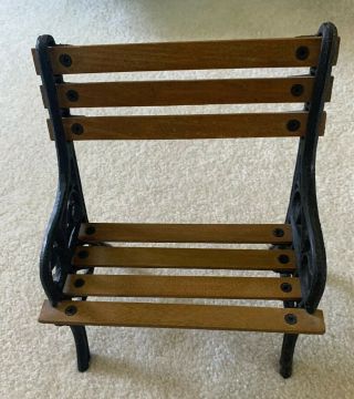 Doll Or Bear Chair Bench Cast Iron And Wood Slats Small Furniture