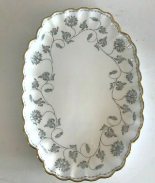 Spode Colonel Gray Bone China 8.  5 " Oval Serving Dish Gold Trim Vintage