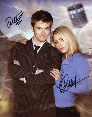 Dr.  Who Tv Series Hand Signed By David Tennant & Billie Piper 10x8 Photo