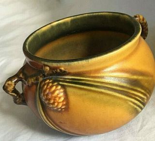 Vintage Roseville Brown Pinecone Vase 632 - 3 "
