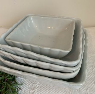1800’s ANTIQUE WHITE Ironstone SQUARE SCALLOPED SERVING DISH 1 of 5 LISTED 8.  5” 3