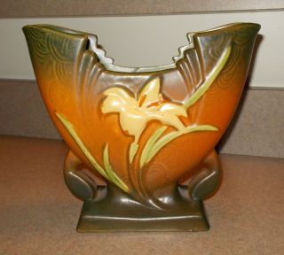 Vintage Roseville Art Pottery Zephyr Lily Fan Vase 205 - 6 " C.  1940s