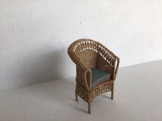 Dollhouse Artist Made Wicker Chair Brown