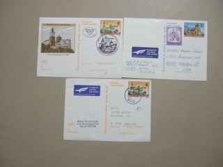 Three Different Austria Postal Stationery With Castle Printed Stamp