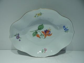 Meissen Blue Crossed Swords Scatered Flowers Pattern 7 1/4 Inch Dish - Antique