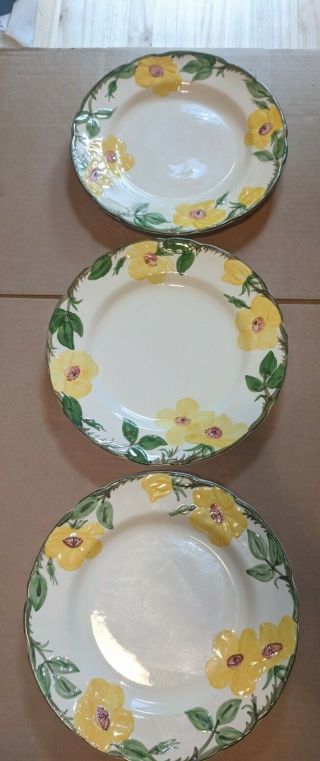 Set Of 3 Vintage Franciscan Dinnerware 10 1/2 " Round Dinner Plates Meadow Rose