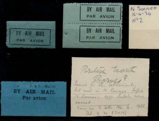 North Borneo - 3x Airmail Labels - 16 - 4 - 1934,  2 Others