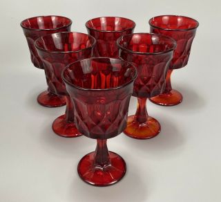 Set Of 6 Vintage Noritake Perspective Ruby Red Water Goblets 6.  5 " 1