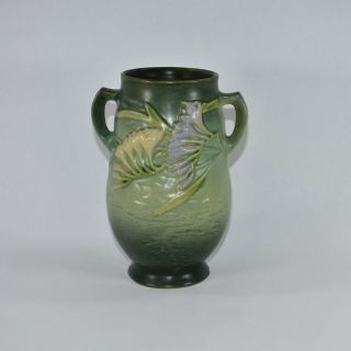 Vintage Roseville Pottery Freesia Green Vase 120 - 7