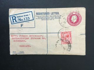 Gb 1931 Uprated Registered Stationary Envelope To Germany