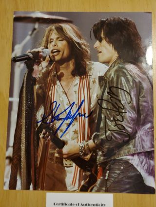 Steven Tyler & Joe Perry Hand Signed Autographed 8x10 Aerosmith Photo