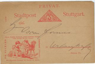 Germany Private Stuttgart 1889 3pf Suchard Chocolate Advertising Cards