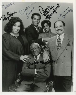 " Amen " Tv Cast - 8x10 Photo Signed By Sherman Hemsley And 4 Others