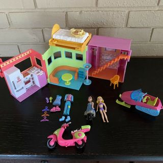 Polly Pocket Sparkle Style House With Polly And Accessories Scooter Snow Mobile
