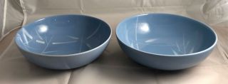 Winfield Blue Pacific Bamboo Round Vegetable Bowls California Pottery