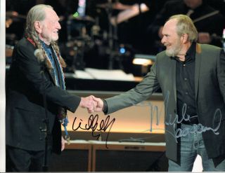 Willie Nelson Merle Haggard - =2= - Double Hand Signed Autographed Photo