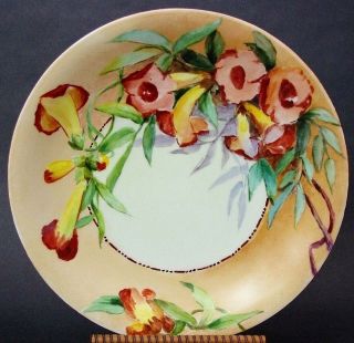 Antique Martin Freres Limoges France Hand Painted Floral Porcelain Plate 9 1/2 "
