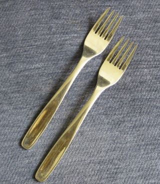 Vintage Russel Wright Oneida Stainless Steel Flatware Pinch.  2 Dinner Forks