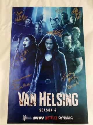 Van Helsing Cast Signed Poster Sdcc 2019 Aleks Paunovic Tricia Helfer,  6 More
