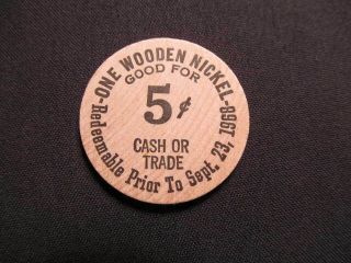 1968 Ponca City,  Oklahoma Wooden Nickel Token - 101 Ranch Rodeo Wood Nickel Coin 2