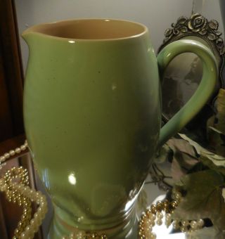 Vintage Lovatts Art Deco Stoneware Green Large Vase Pitcher Water Jug