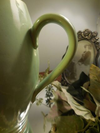 Vintage Lovatts Art Deco Stoneware Green Large Vase Pitcher Water Jug 3