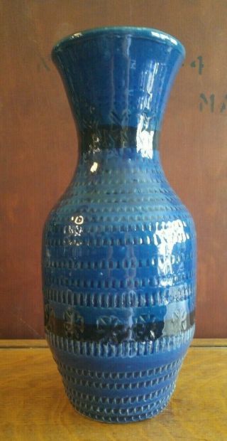 Mid Century Modern Aldo Londi For Bitossi Italy Rimini Blue Ceramic Vase