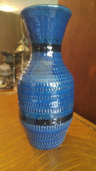 Mid Century Modern Aldo Londi For Bitossi Italy Rimini Blue Ceramic Vase 3