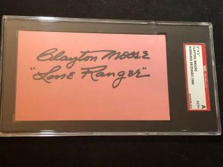 Sgc Clayton Moore The Lone Ranger Autographed 3x5 Index Card Signed Auto Actor