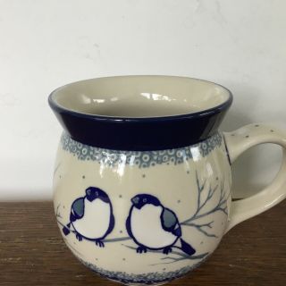 C.  A.  Polish Pottery 16 Oz Bubble Mug - Unikat - 4830 - Birds