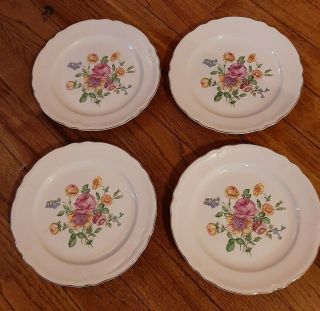 Vintage Semi Vitreous Floral Edwin M.  Knowles China Co.  Usa 1940s Extra Plates