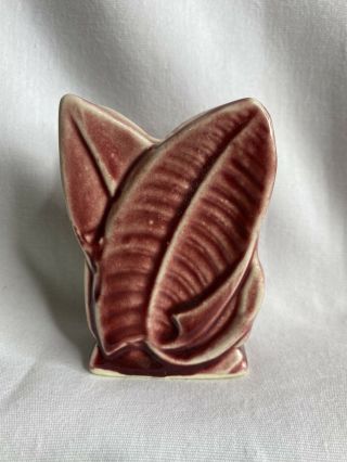 Shawnee Usa Pottery Burgandy Maroon Mini Miniature Leaf Vase Figurine