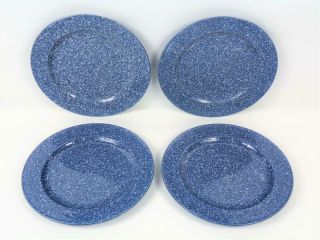 Set Of 4 Mikasa Ultrastone Country Blue Dinner Plates 11 1/4 "
