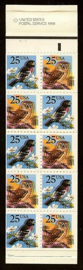 2285b Huge Multiple Color Shift Error / Efo Complete Booklet " Birds & Owls " Mnh