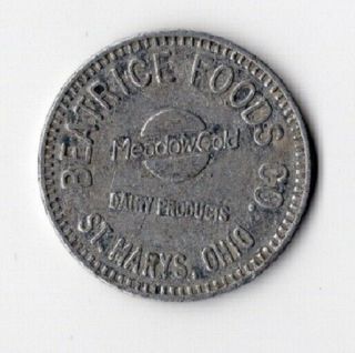 Trade Token Good For 1 Qt.  Meadow Gold Milk Beatrice Foods St.  Mary 
