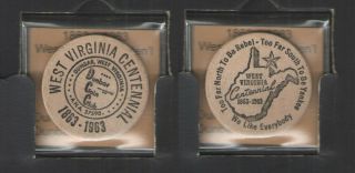 1863 - 1963 West Virginia Centennial Dunbar Coin Club Dunbar W Va Wooden Nickel