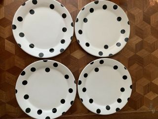 Kate Spade York,  Lenox Black/white Polka Dot 10.  5” Dinner Plates (set Of 4)