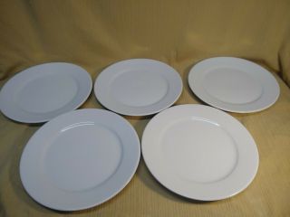 Set Of 5 Apilco 11 " White Dinner Plates Made In France For Williams Sonoma