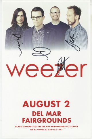 Weezer Autographed Concert Poster 2014 Rivers Cuomo,  Patrick Wilson,  Brian Bell