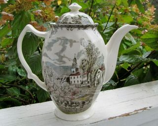 Vintage Johnson Bros The Friendly Village Coffeepot Made In England 6 Cup